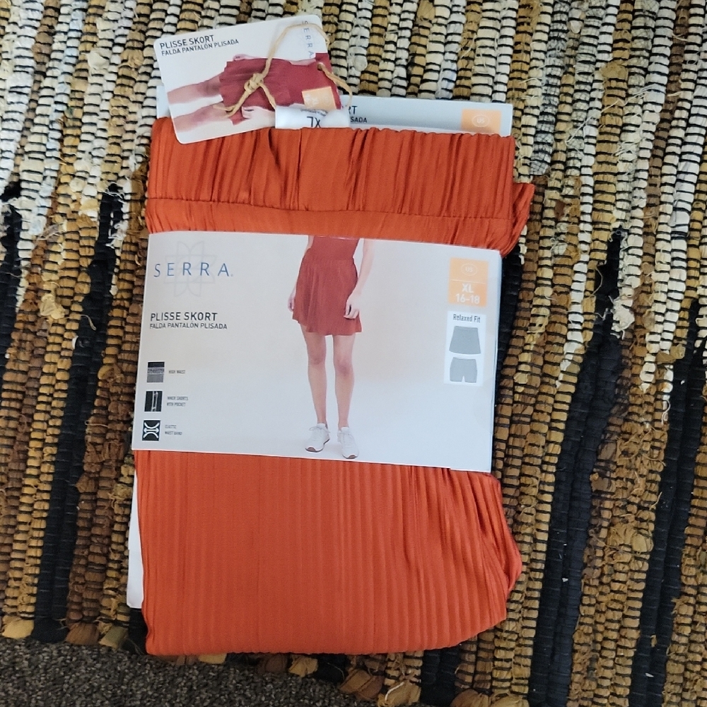 Serra Orange Pleated Mini Skort